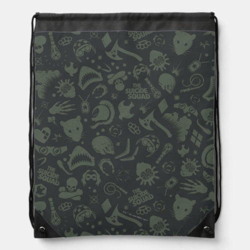 The Suicide Squad  Character Icon Pattern Drawstring Bag