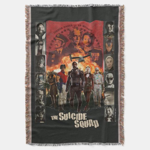 The Suicide Squad  Exlposive Character Roster Throw Blanket