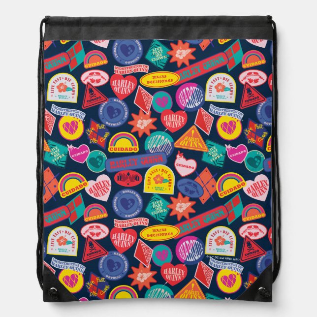 The Suicide Squad | Harley Quinn Badge Pattern Drawstring Bag (Front)