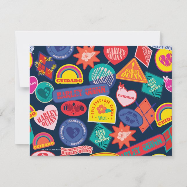 The Suicide Squad | Harley Quinn Badge Pattern Note Card (Front)