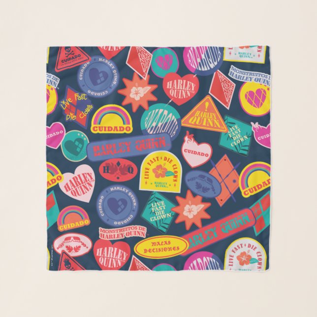 The Suicide Squad | Harley Quinn Badge Pattern Scarf (Front)