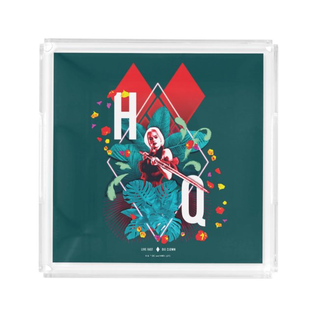 The Suicide Squad | Harley Quinn Floral Diamond Acrylic Tray (Front)
