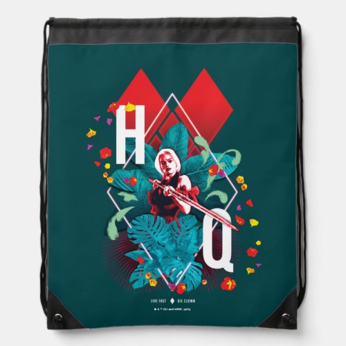 The Suicide Squad  Harley Quinn Floral Diamond Drawstring Bag