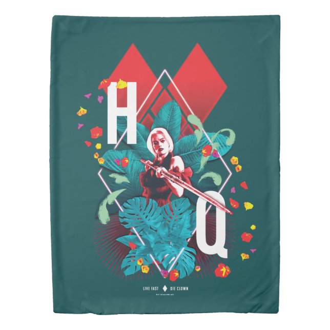The Suicide Squad | Harley Quinn Floral Diamond Duvet Cover (Front)