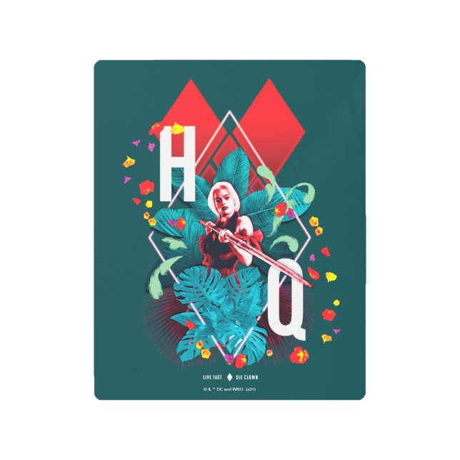 The Suicide Squad | Harley Quinn Floral Diamond Metal Print (Front)