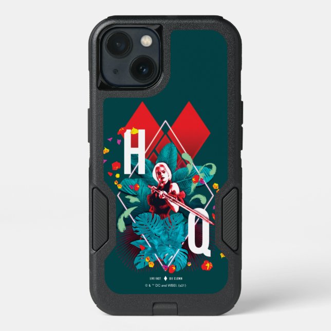 The Suicide Squad | Harley Quinn Floral Diamond Otterbox iPhone Case (Back)