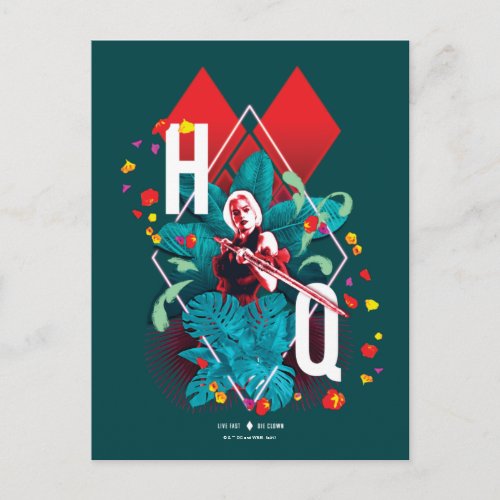 The Suicide Squad  Harley Quinn Floral Diamond Postcard