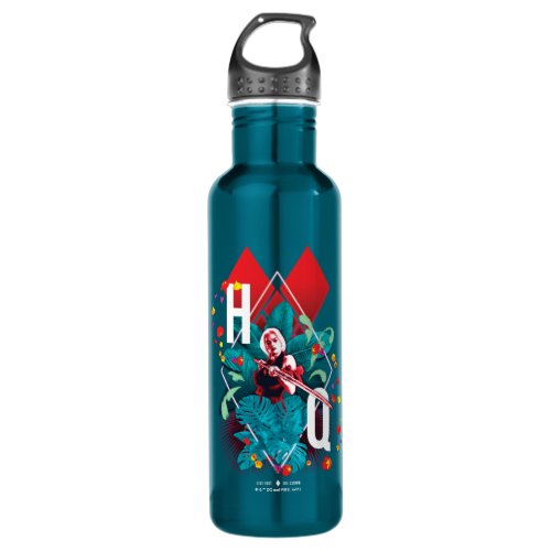 The Suicide Squad  Harley Quinn Floral Diamond Stainless Steel Water Bottle