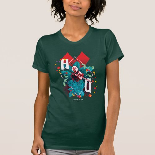The Suicide Squad  Harley Quinn Floral Diamond T_Shirt