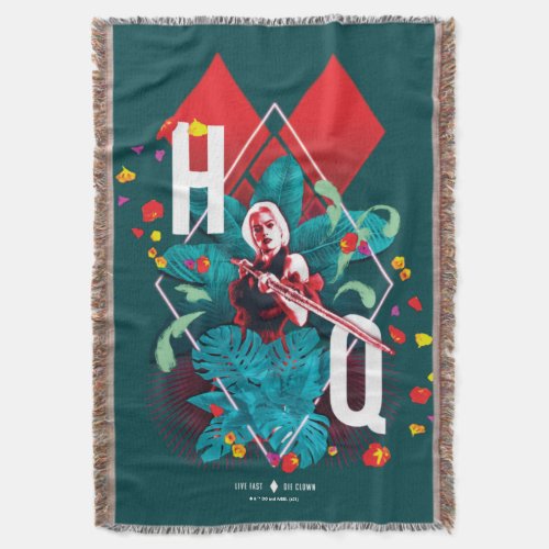 The Suicide Squad  Harley Quinn Floral Diamond Throw Blanket