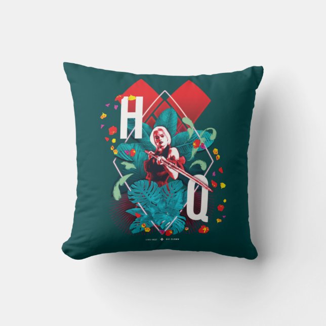 The Suicide Squad | Harley Quinn Floral Diamond Throw Pillow (Front)
