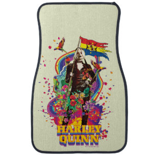 The Suicide Squad Harley Quinn Flowers & Rainbow Car Floor Mat