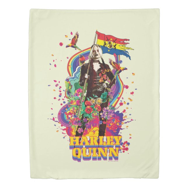 The Suicide Squad | Harley Quinn Flowers & Rainbow Duvet Cover (Front)