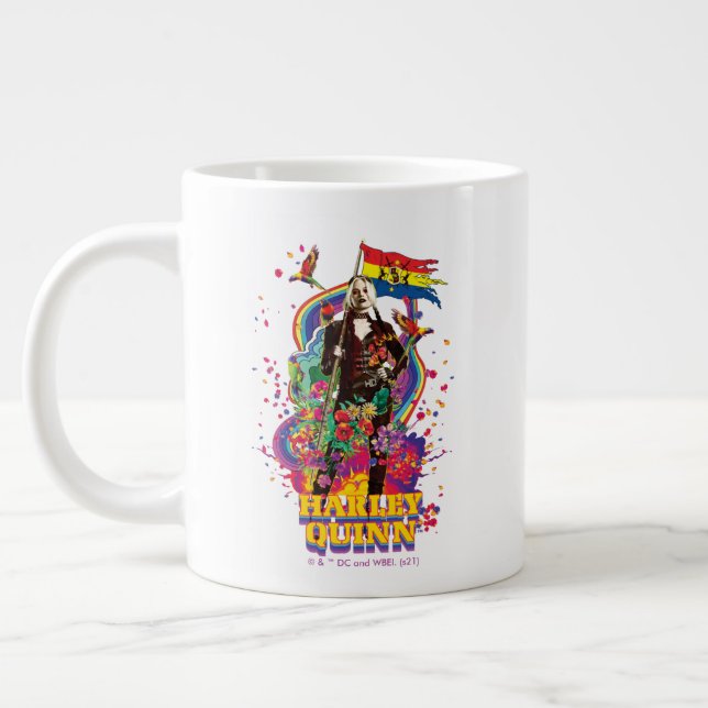 The Suicide Squad | Harley Quinn Flowers & Rainbow Giant Coffee Mug (Left)