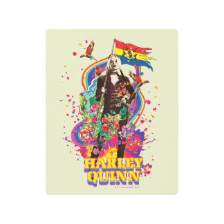 The Suicide Squad | Harley Quinn Flowers & Rainbow Metal Print