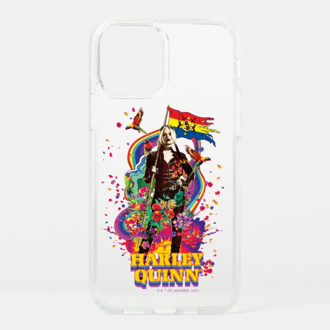 The Suicide Squad | Harley Quinn Flowers & Rainbow Speck iPhone 12 Case (Front)
