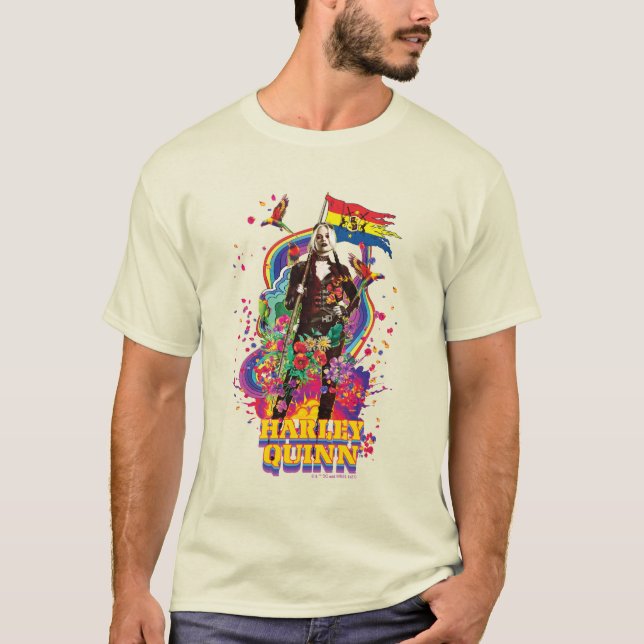 The Suicide Squad | Harley Quinn Flowers & Rainbow T-Shirt (Front)