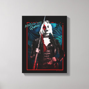 The Suicide Squad   Harley Quinn & Green Ferns Canvas Print