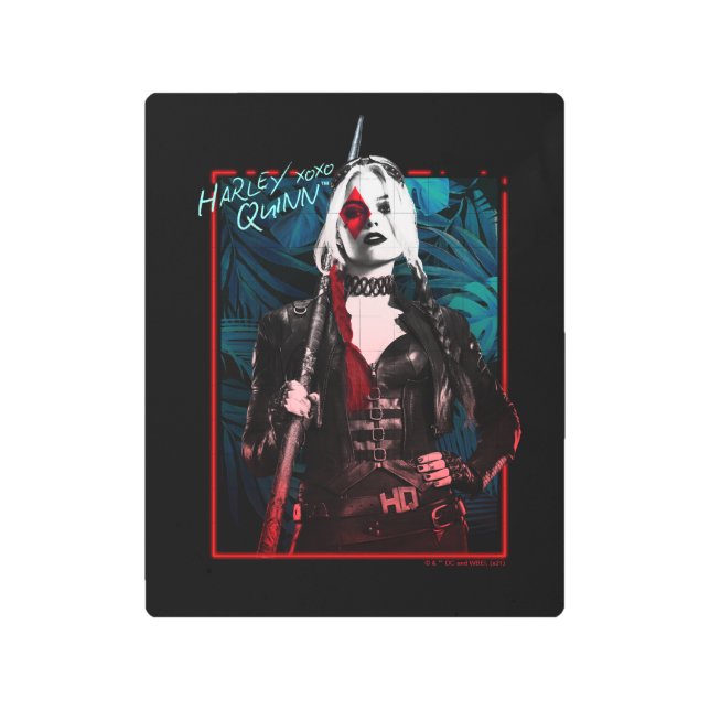 The Suicide Squad | Harley Quinn & Green Ferns Metal Print (Front)