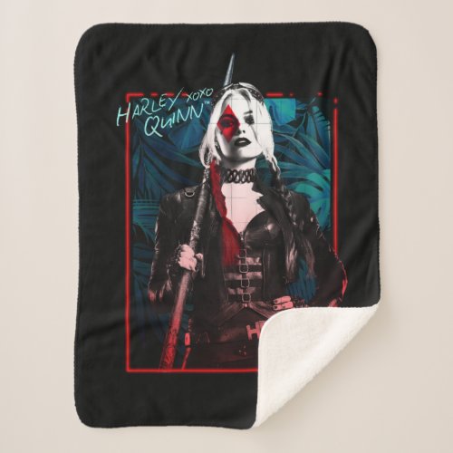 The Suicide Squad  Harley Quinn  Green Ferns Sherpa Blanket