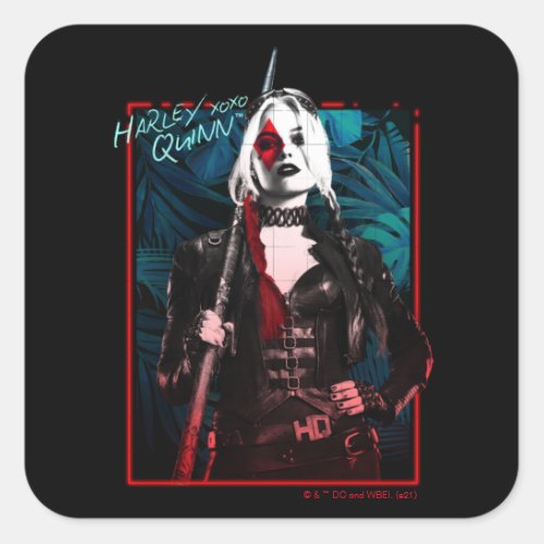 The Suicide Squad  Harley Quinn  Green Ferns Square Sticker