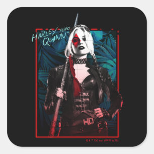 The Suicide Squad Harley Quinn & Green Ferns Square Sticker