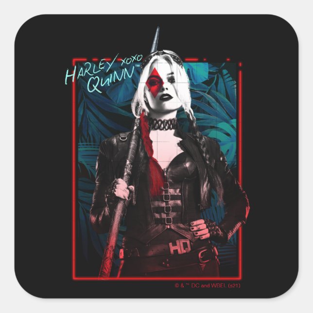 The Suicide Squad | Harley Quinn & Green Ferns Square Sticker (Front)