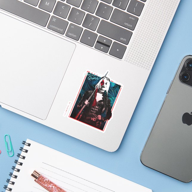 The Suicide Squad | Harley Quinn & Green Ferns Sticker (Laptop w/ iPhone)