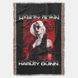 The Suicide Squad Harley Quinn Red Fern Portrait Throw Blanket