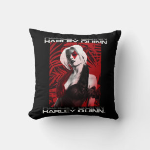 The Suicide Squad Harley Quinn Red Fern Portrait Throw Pillow