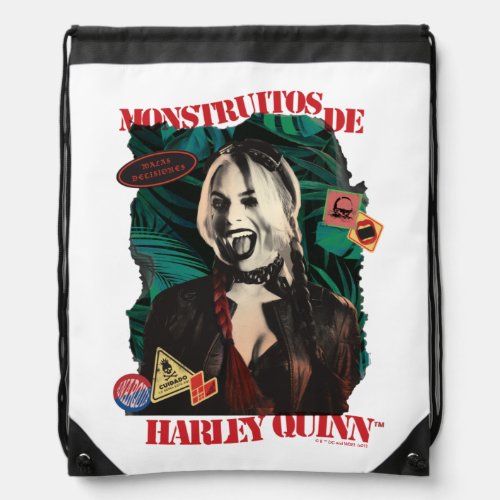 The Suicide Squad  Harley Quinn Winking Drawstring Bag