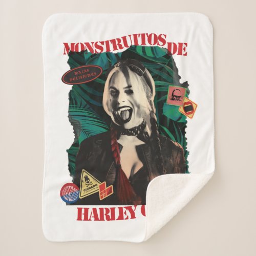 The Suicide Squad  Harley Quinn Winking Sherpa Blanket