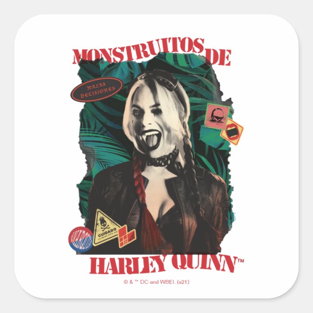 The Suicide Squad | Harley Quinn Winking Square Sticker (Front)