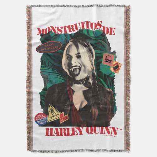 The Suicide Squad  Harley Quinn Winking Throw Blanket