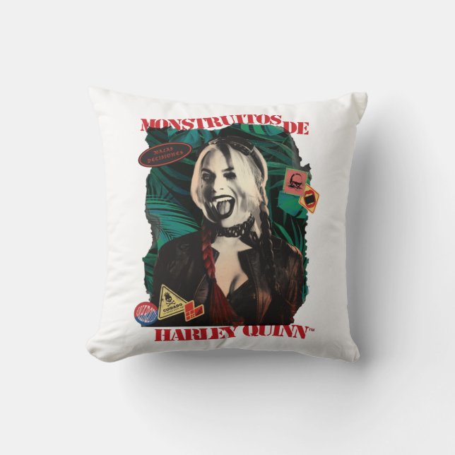 The Suicide Squad | Harley Quinn Winking Throw Pillow (Front)