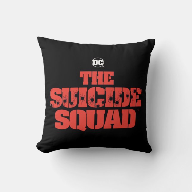 The Suicide Squad | Red and Black Logo Throw Pillow (Front)