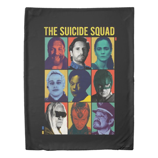 The Suicide Squad | Retro Grid With Amanda Waller Duvet Cover (Front)