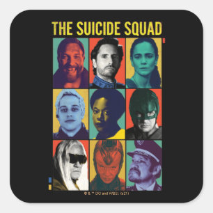 The Suicide Squad Retro Grid With Amanda Waller Square Sticker