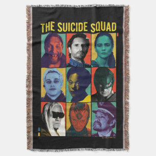The Suicide Squad Retro Grid With Amanda Waller Throw Blanket