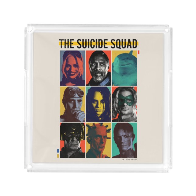 The Suicide Squad | Retro Grid With Harley Quinn Acrylic Tray (Front)