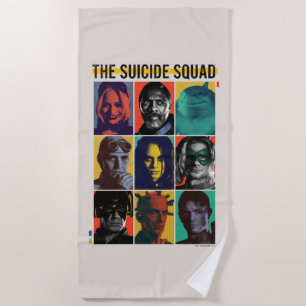 The Suicide Squad Retro Grid With Harley Quinn Beach Towel