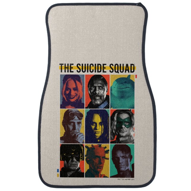 The Suicide Squad | Retro Grid With Harley Quinn Car Floor Mat (Front)