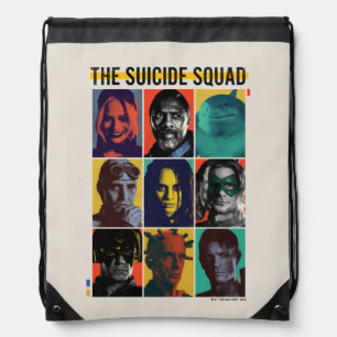 The Suicide Squad   Retro Grid With Harley Quinn Drawstring Bag