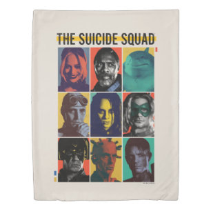 The Suicide Squad Retro Grid With Harley Quinn Duvet Cover