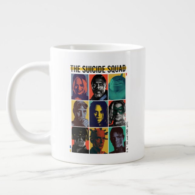 The Suicide Squad | Retro Grid With Harley Quinn Giant Coffee Mug (Left)