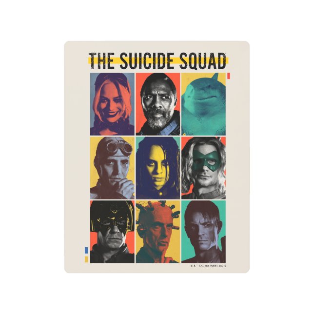 The Suicide Squad | Retro Grid With Harley Quinn Metal Print (Front)
