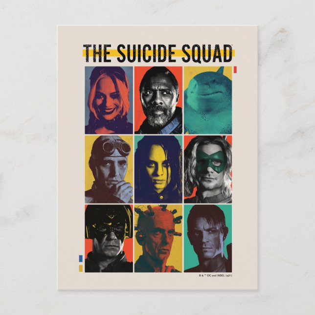 The Suicide Squad | Retro Grid With Harley Quinn Postcard (Front)