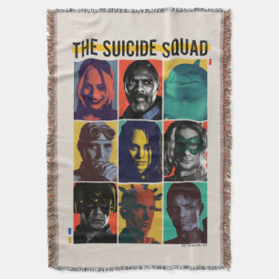 The Suicide Squad Retro Grid With Harley Quinn Throw Blanket