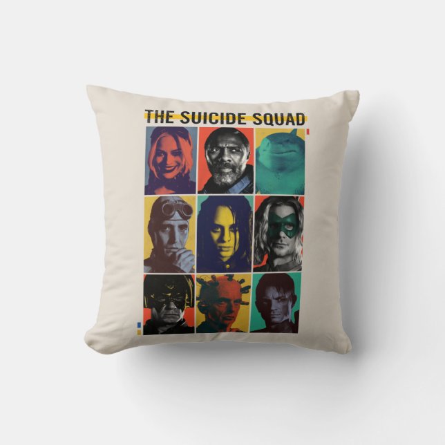 The Suicide Squad | Retro Grid With Harley Quinn Throw Pillow (Front)