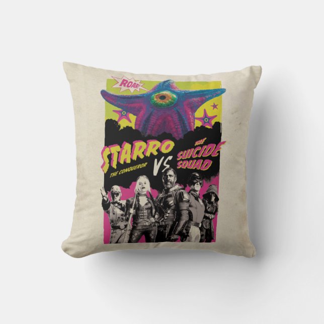 The Suicide Squad | Starro Vs The Suicide Squad Throw Pillow (Front)